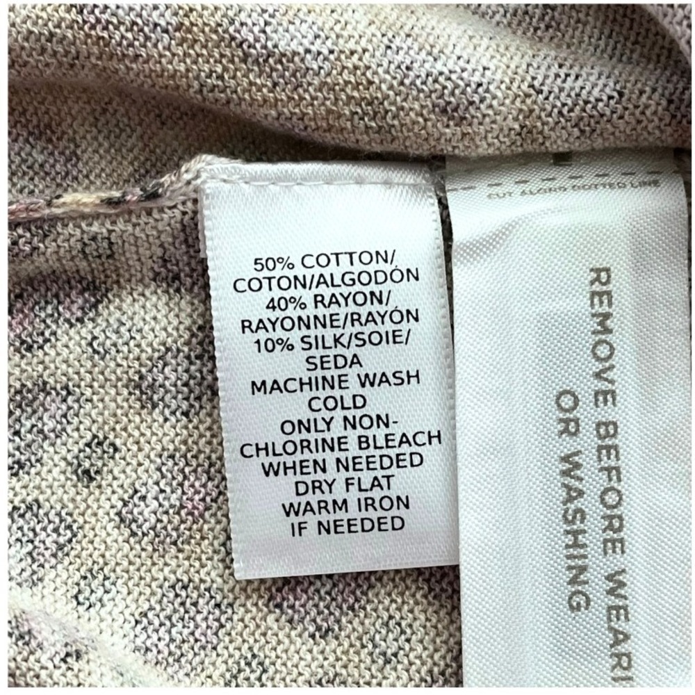 NWT LOFT Floral Fair Isle Sweater M Beige Pink Cotton Silk Blend Soft Pullover‎ - Picture 6 of 8